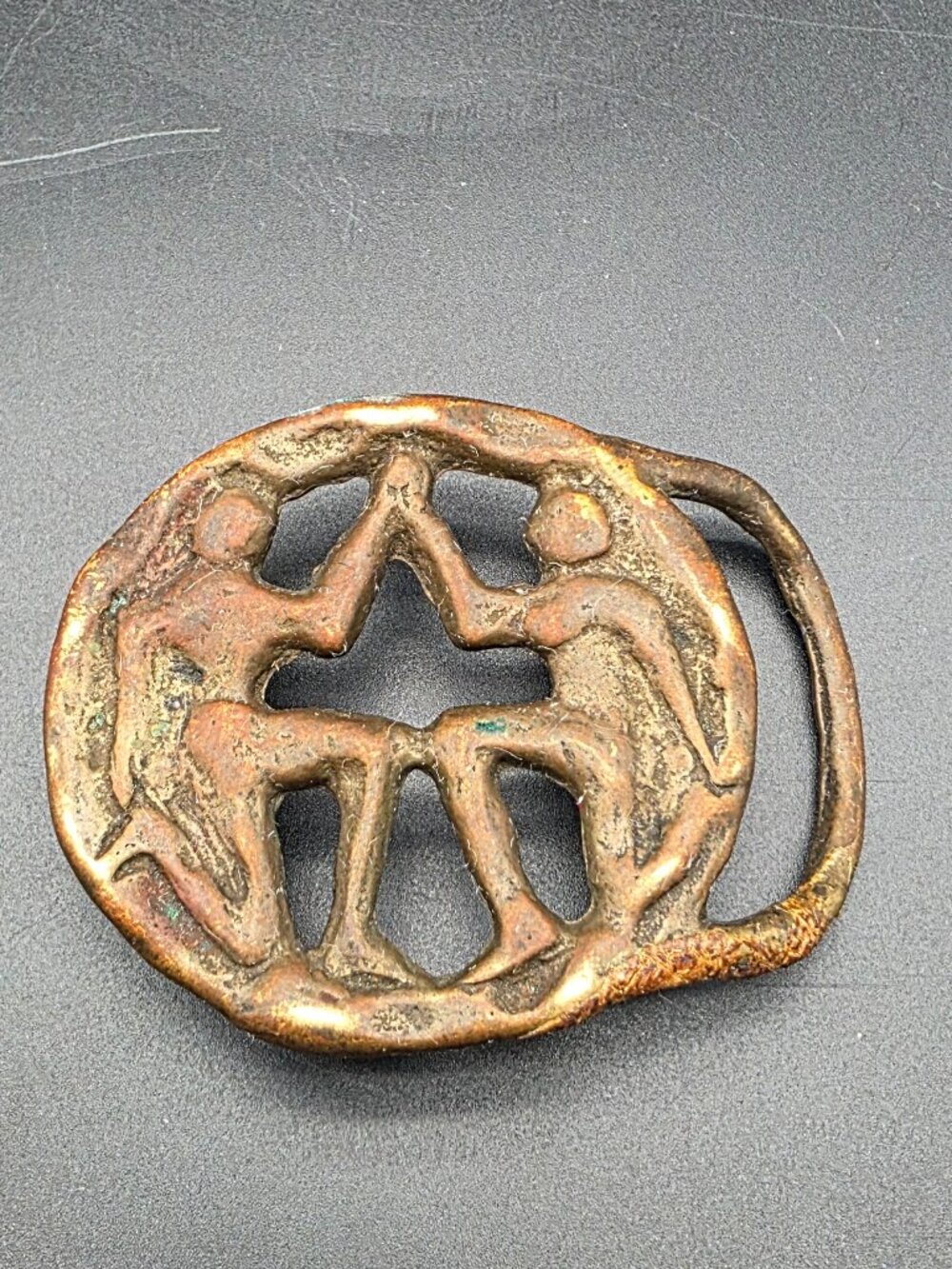 Vintage Solid Brass Gemini Belt Buckles Zodiac Twins Rustic USA 70s